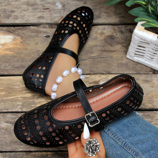 Damen komfortable Halbschuhe mit atmungsaktivem Design und verstellbarem Riemchen EB