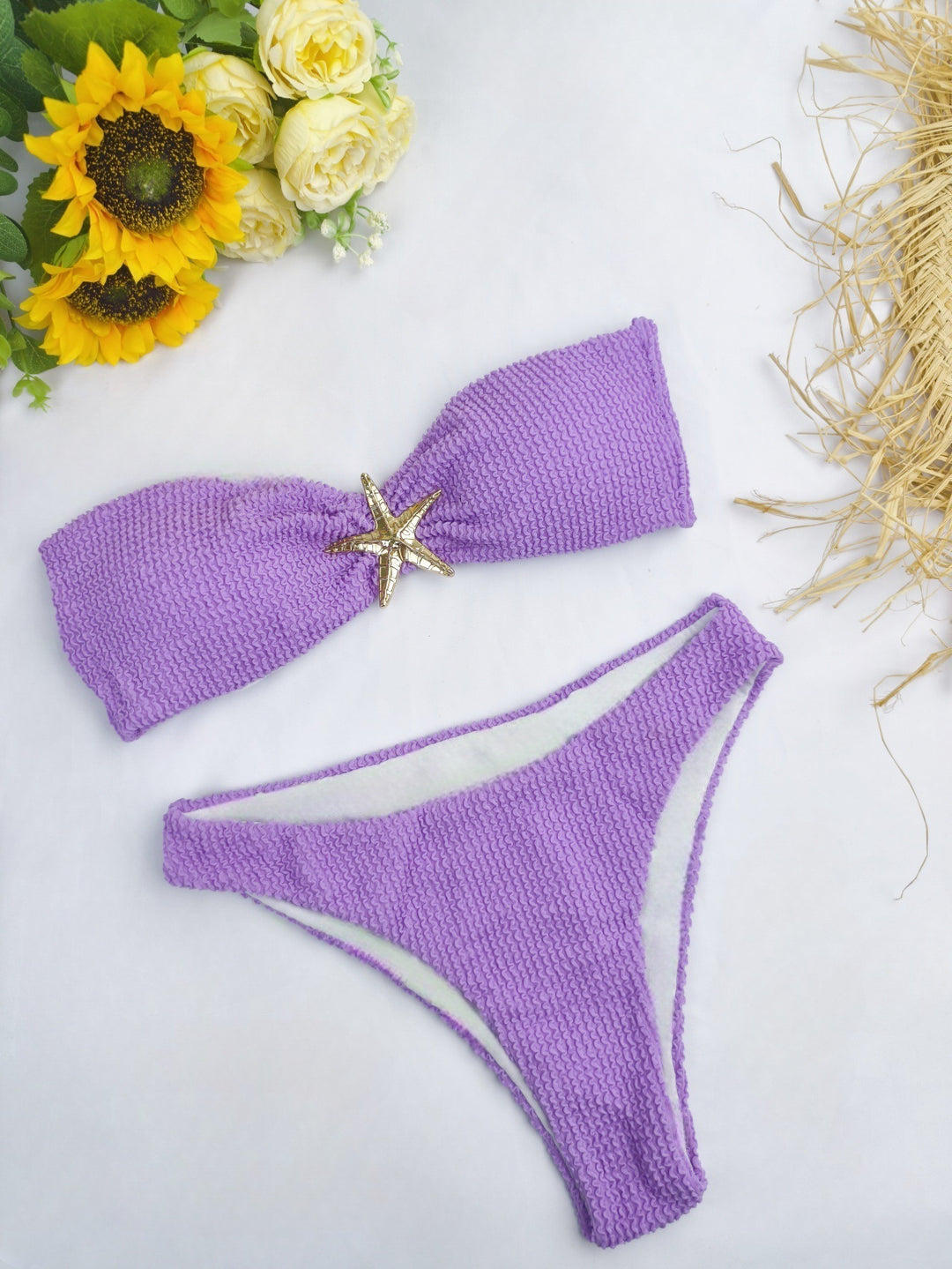 Damen Bikini-Set mit eleganter Schleifenverzierung und verstellbaren Trägern EB
