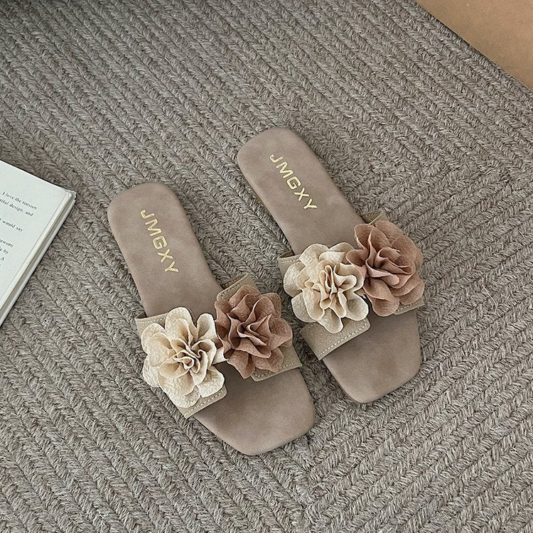 Damen offene Mules mit floralem Dekor EB