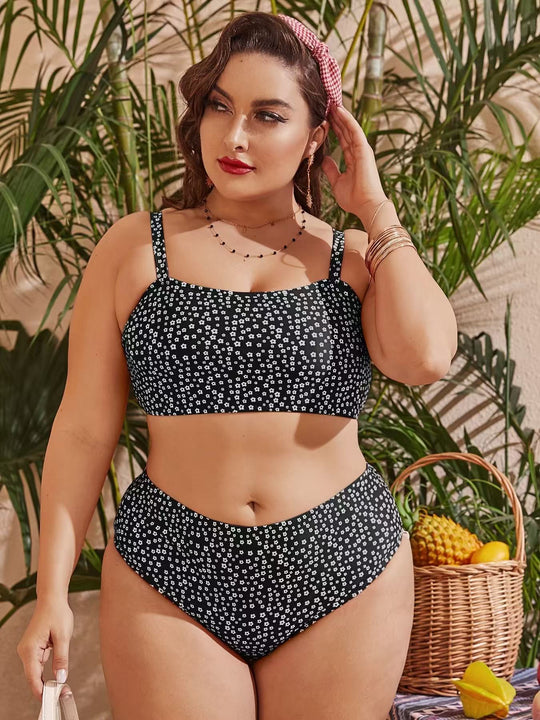Damen Hochgeschnittener Bikini mit verspieltem Punktedesign EB