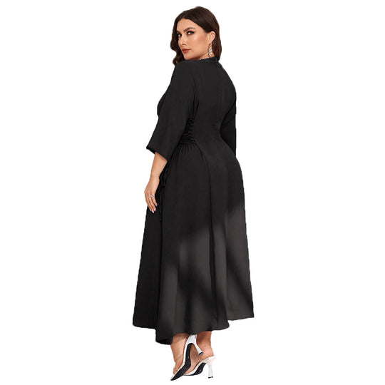 Damen Midi-Kleid mit schickem Quadrat-Ausschnitt und eleganten Rüschendetails EB