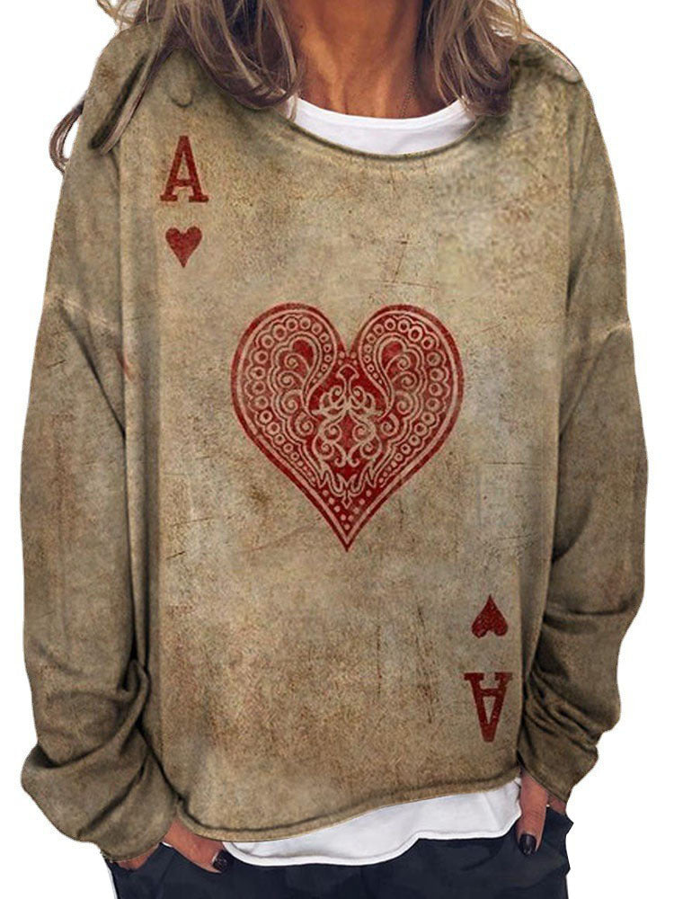 Damen Langärmeliges Oversize-Sweatshirt mit abstraktem Aquarell-Mosaikprint EB