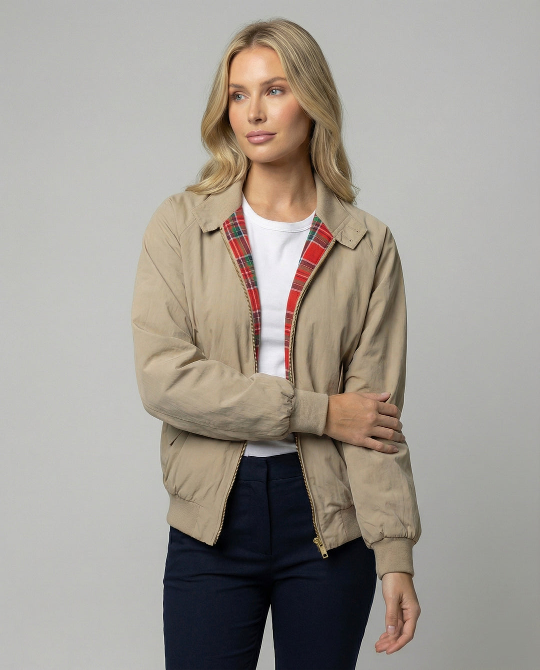 Jacke Khaki Stehkragen Workwear Baseball Uniform Herbst