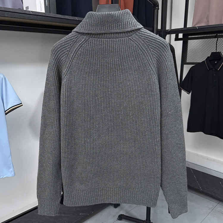 Herren Strickjacke mit weichem Rippstrickmuster und Button-Down-Kragen EB