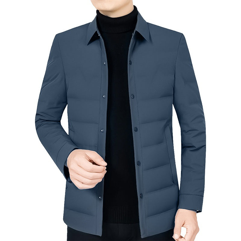 Herren Ultraleichte gesteppte Hemdjacke mit Hemdkragen und Druckknopfleiste EB