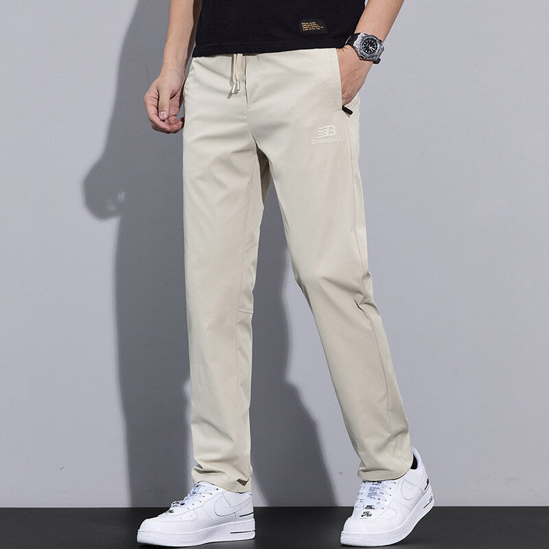 Herren Sportliche Freizeithose mit verstellbarem Kordelzug und seitlichen Reißverschlusstaschen EB