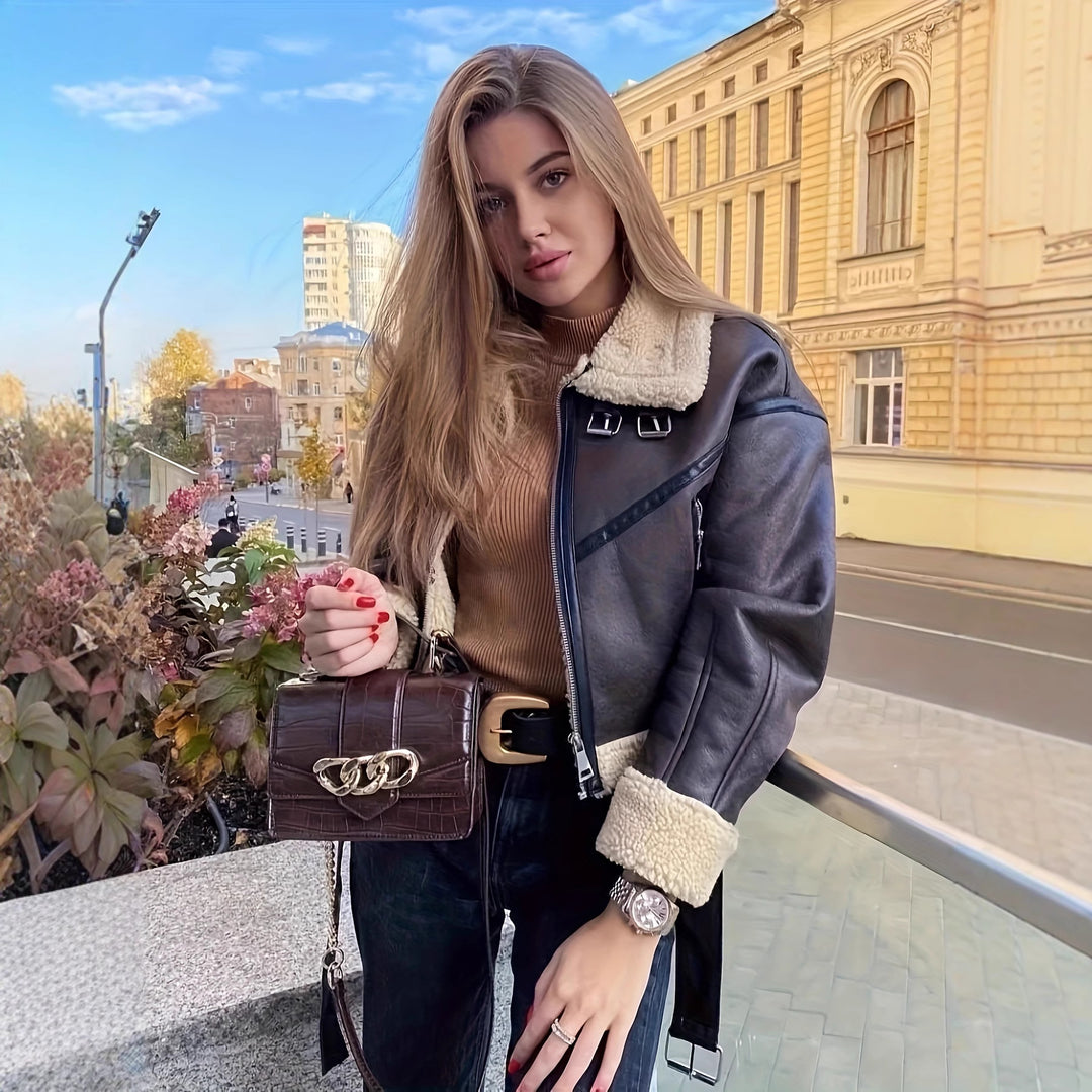 Damen modische jacke mit Innenfutter und Gürtel EB