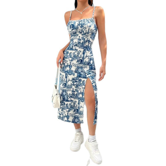 Damen figurbetontes Midikleid mit Raffung und Schlitz EB