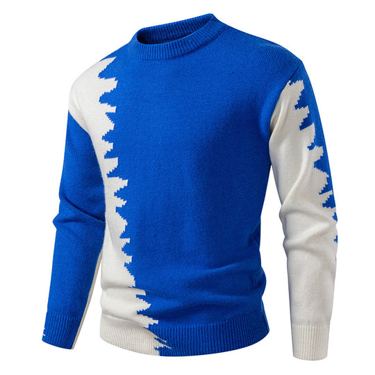Herren modischer Strickpullover mit asymmetrischem Farbdesign und hohem Komfort EB