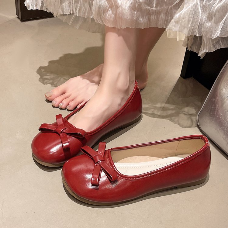 Damen elegante Ballerinas mit zierlichem Schleifenakzent EB