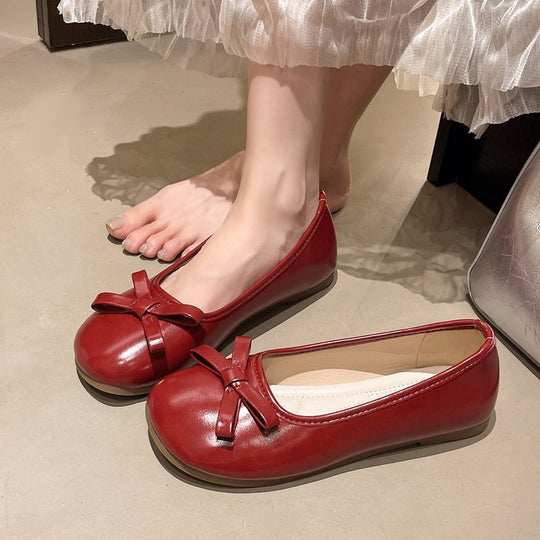 Damen elegante Ballerinas mit zierlichem Schleifenakzent EB