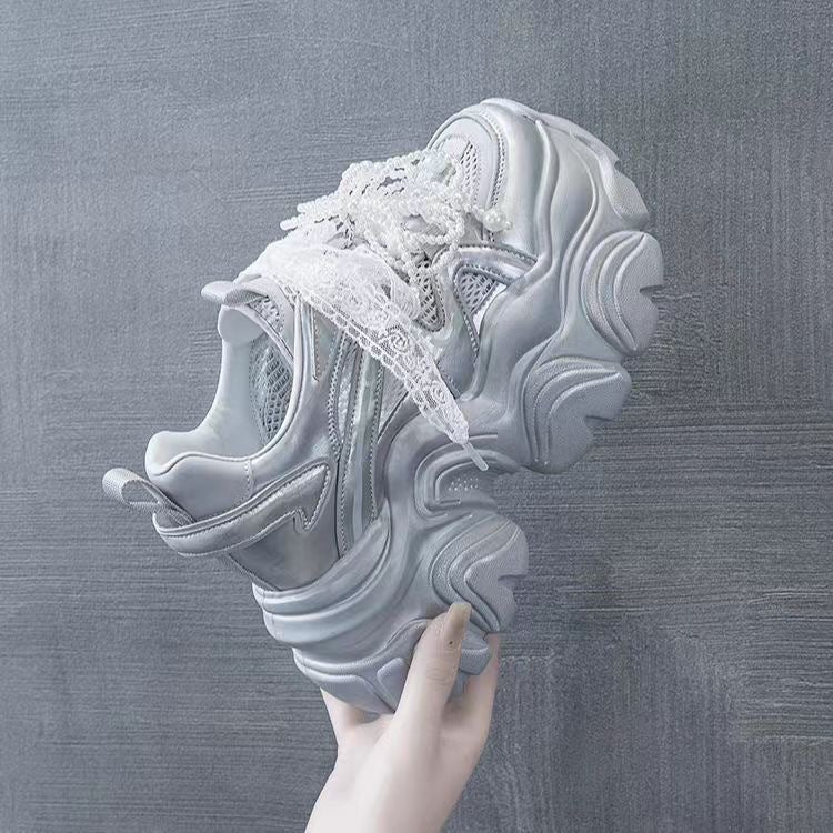 Damen Sportliche Chunky Sneakers mit reflektierenden Elementen EB