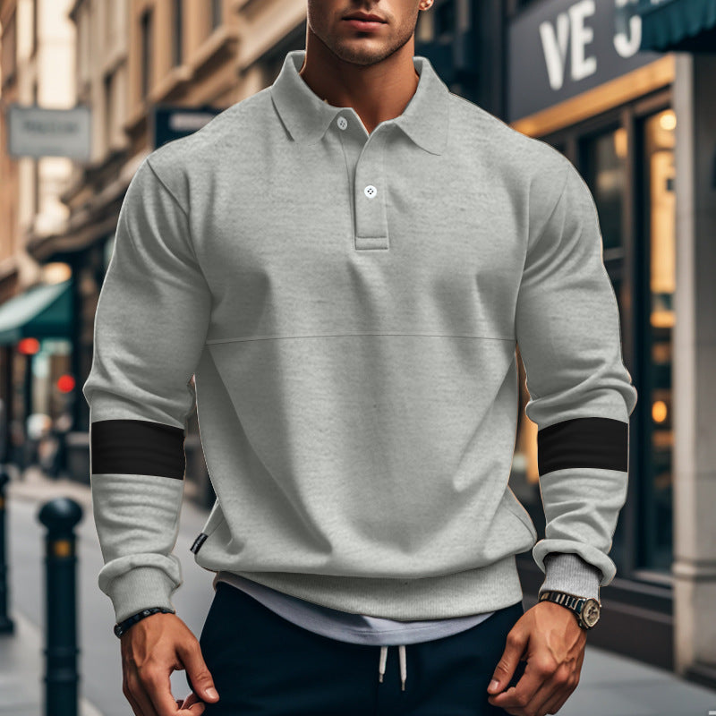 Herren Sportliches Polo-Hoodie mit Kontrastärmel EB