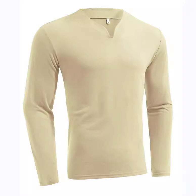 Herren nan Langarmshirt mit V-Ausschnitt Slim Fit Baumwollmix und elastischem Komfortbund EB