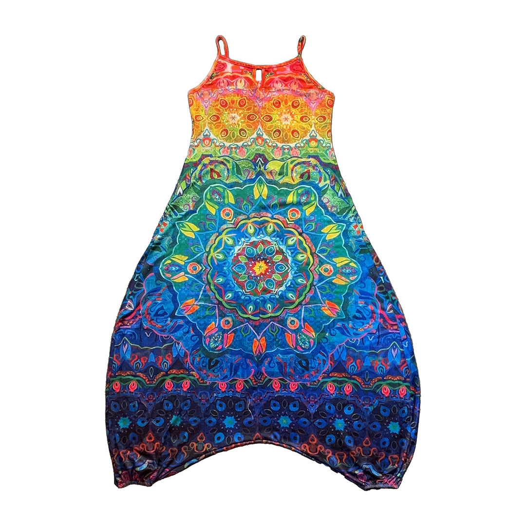 Damen entspanntes Jumpsuit mit grafischem Print und verstellbaren Trägern EB