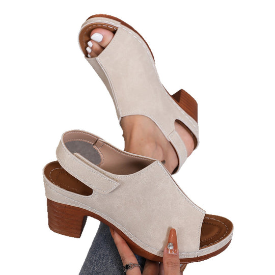 Damen Clogs mit elegantem offenes Design und komfortablem Blockabsatz EB