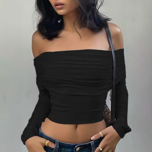 Damen Off-Shoulder Oberteil mit gerafften Details EB