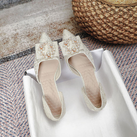 Damen elegante Slingback-Pumps mit funkelnder Perlenapplikation EB