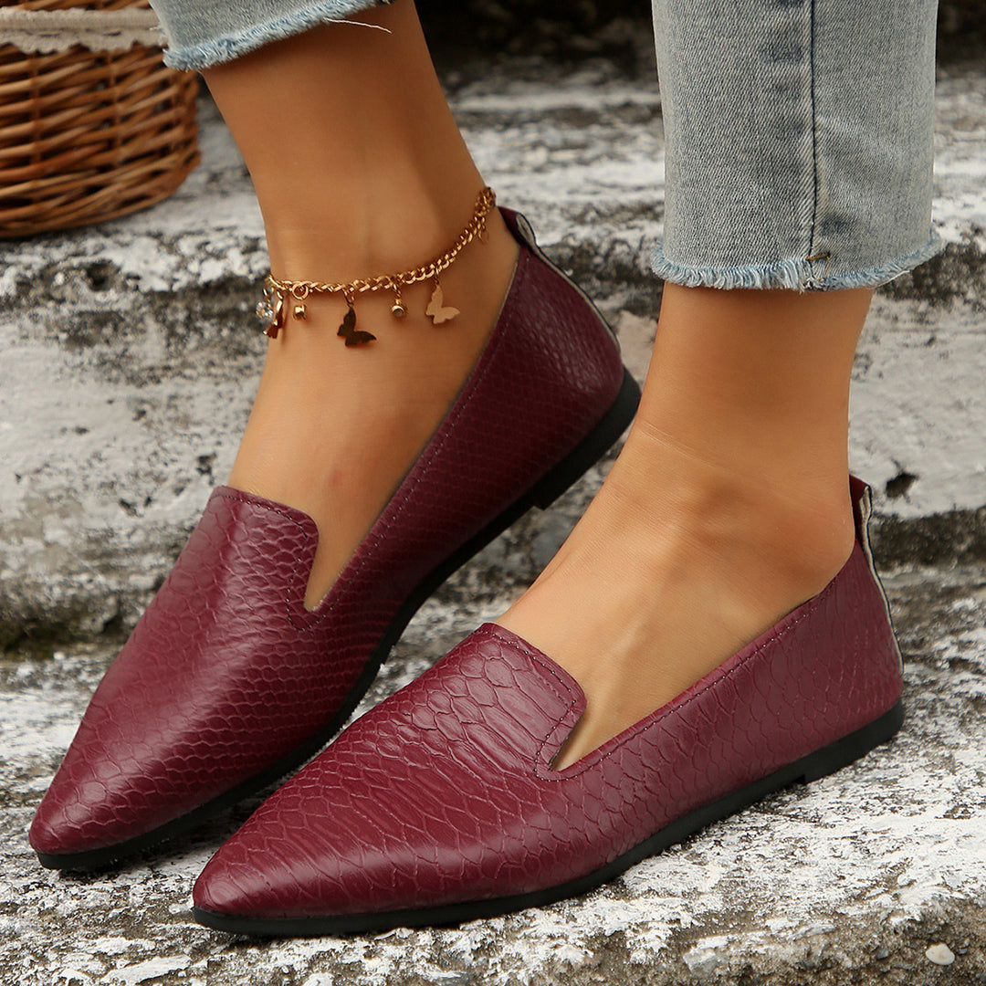 Damen Mokassin-Schuhe mit eleganter reptilartiger Optik und komfortablem Fußbett EB