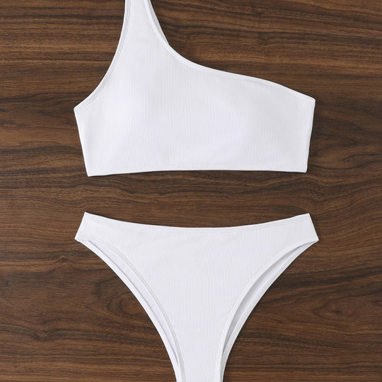Damen Triangel-Bikini mit asymmetrischem Schnitt und raffiniertem Rippendesign EB