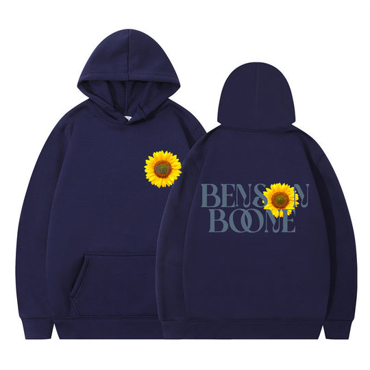 Damen Kapuzenpullover mit einzigartigem Sonnenblumenmotiv und bequemer Passform EB