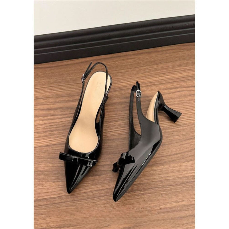 Damen elegante Slingback-Pumps mit zierlicher Schleifenverzierung EB