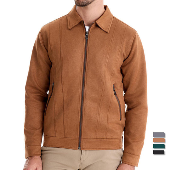Herren Kunstlederjacke mit strukturiertem Design und seitlichen Reißverschlusstaschen EB