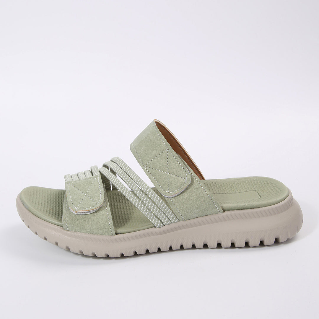 Damen bequeme Slipper mit verstellbarem Riemendesign und rutschfester Sohle EB