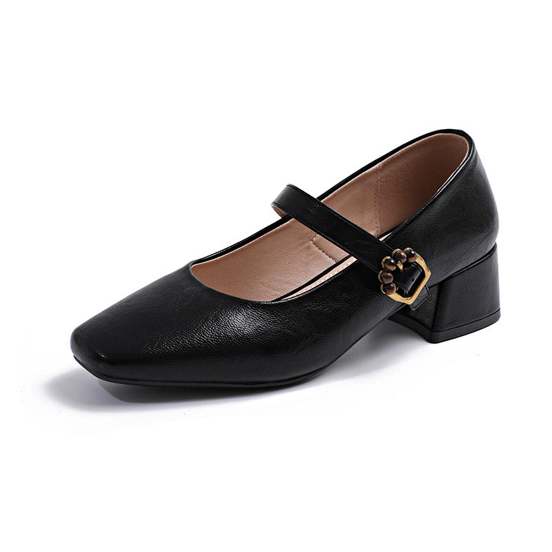 Damen Ballerina-Schuhe mit elegantem Riemchen und dekorativem Schnallen-Detail EB