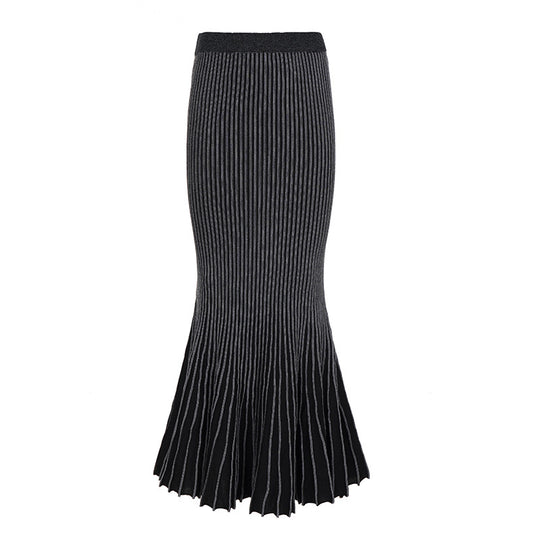 Damen Maxirock mit eleganter Rippenstruktur und modischem Glockenlauf EB