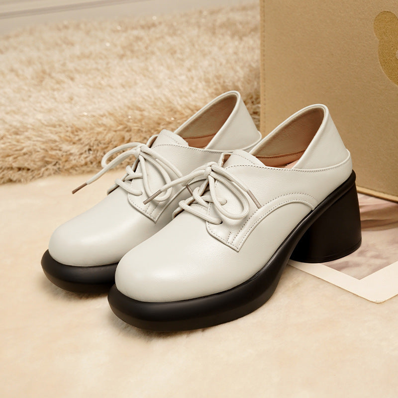Damen Retro Schnürschuhe mit bequemer Plateausohle EB
