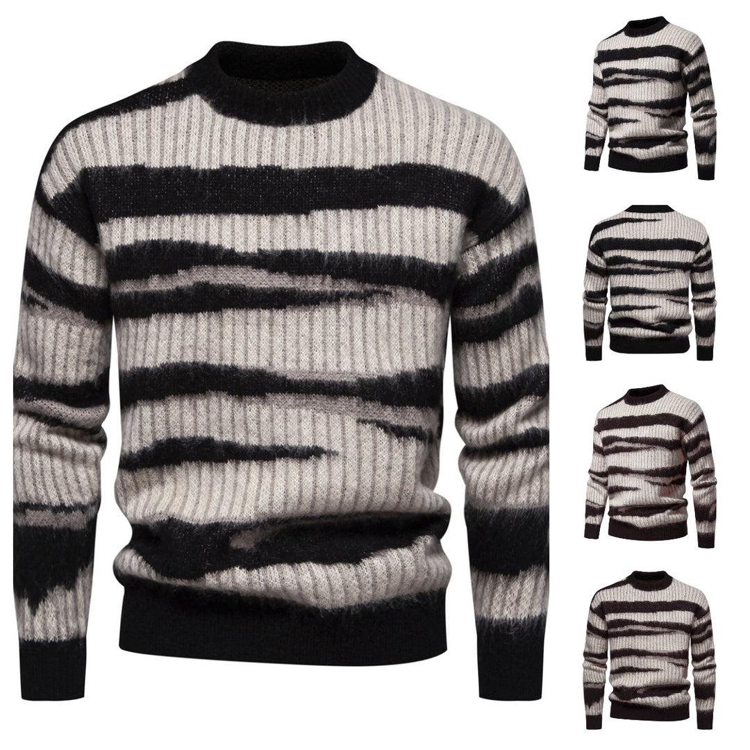 Herren modischer Strickpullover mit einzigartigem Streifenmuster EB