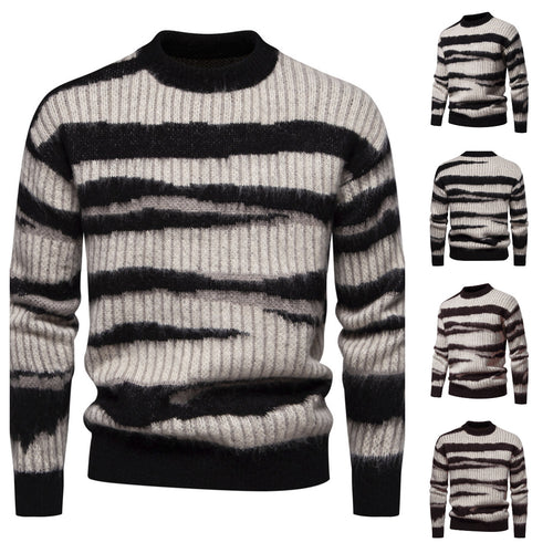 Herren modischer Strickpullover mit einzigartigem Streifenmuster EB