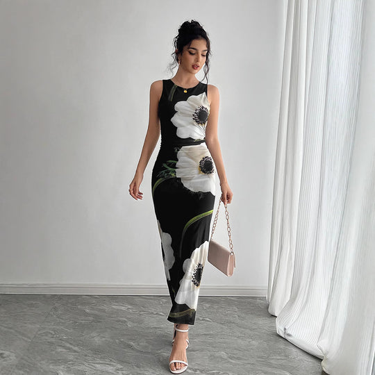 Damen Elegantes Maxikleid mit floralem Design und figurbetontem Schnitt EB