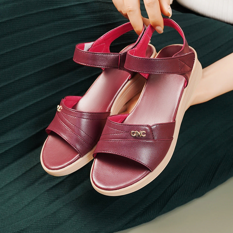 Damen Komfortable Wedge-Sandaletten mit verstellbarem Fesselriemen und ergonomischer Sohle EB
