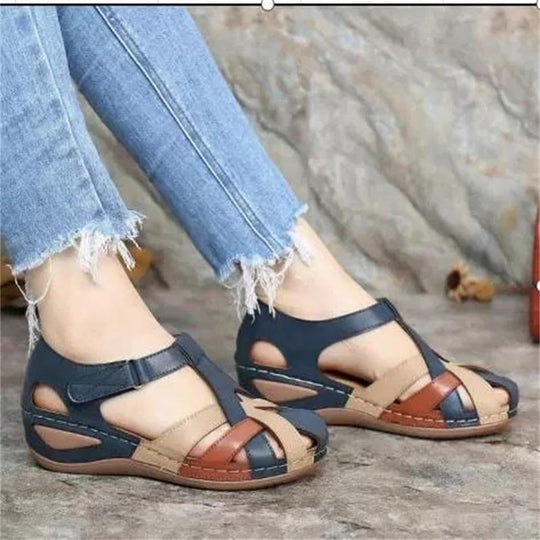 Damen Geflochtene geschlossene Komfort‑Sandalen mit verstellbarem Knöchelriemen EB