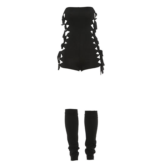 Damen Shorts-Einteiler mit elegantem Riemen-Design EB