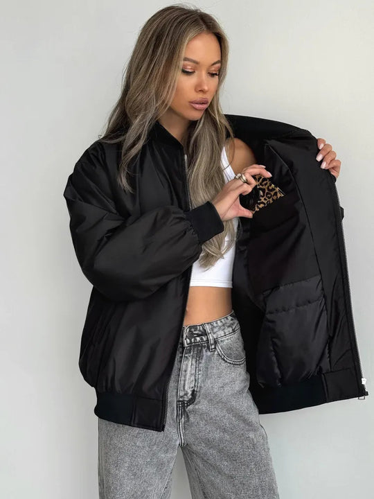 Damen modische Bomberjacke mit praktischen Innentaschen und sportivem Schnitt EB