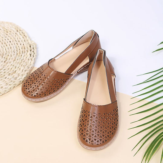 Damen Atmungsaktive Ballerinas mit modischem Lochmuster EB
