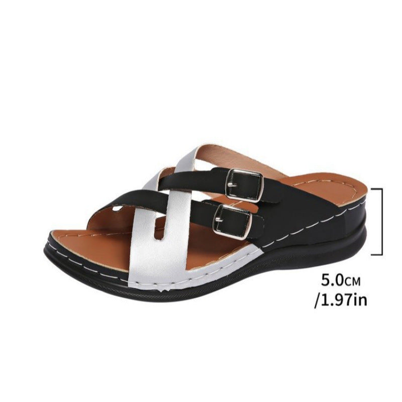 Damen Modische Absatzsandalen mit verstellbaren Riemen und ergonomischer Sohle EB