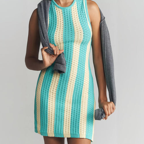 Damen figurbetontes Strickkleid mit einzigartigem Muster EB