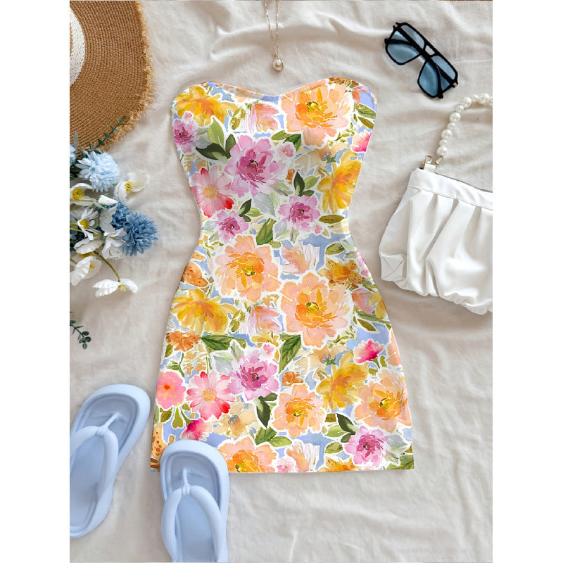 Damen Sommerliches Maxikleid mit floralem Motiv und figurbetonter Silhouette EB