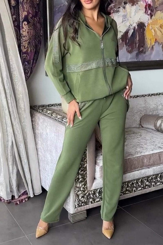 Damen Modischer Zip-Hoodie mit weitem Schnitt und eleganten Details EB