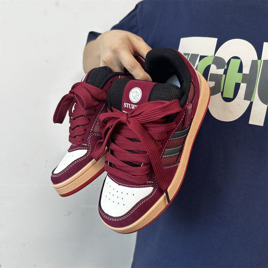 Damen modische Sneakers mit dicker, gepolsterter Sohle und elastischen Schnürsenkeln EB