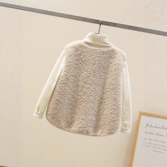 Damen Ärmellose Teddyweste mit Knopfleiste und aufgesetzten Taschen EB