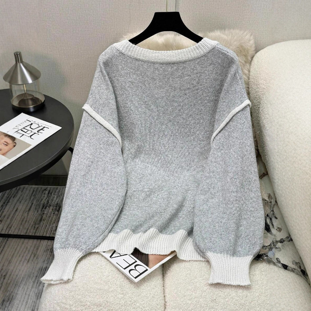 Damen Strickpullover mit floralen Applikationen EB