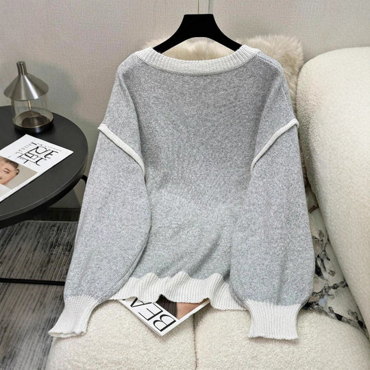 Damen Strickpullover mit floralen Applikationen EB