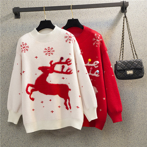 Damen Kuscheliger Weihnachtspullover mit festlichem Rentierdesign EB
