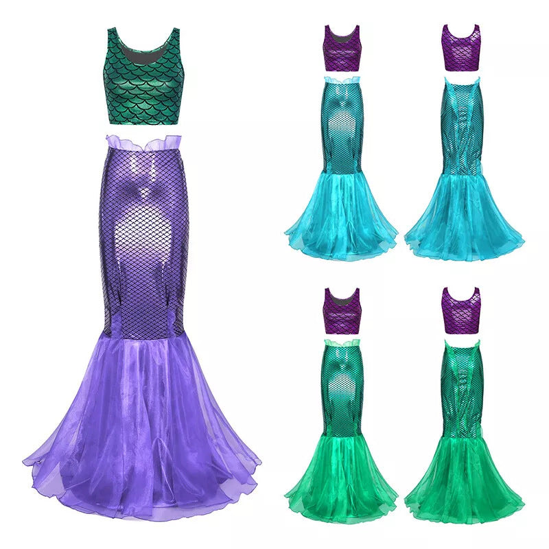 Damen Meerjungfrau-Kleid mit schimmerndem Oberteil und voluminösem Tüllrock R&B