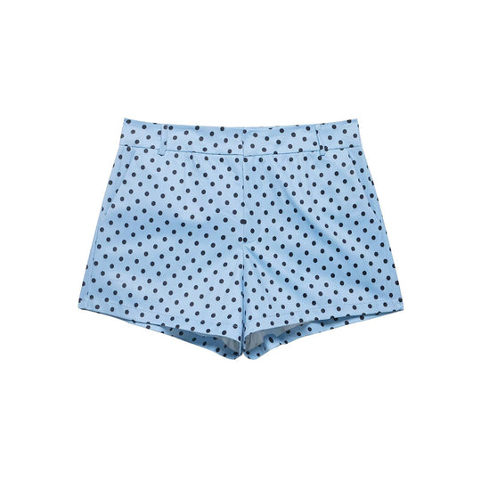 Damen nan weite High-Waist Schlaghose mit Punkteprint und elastischem Bund EB